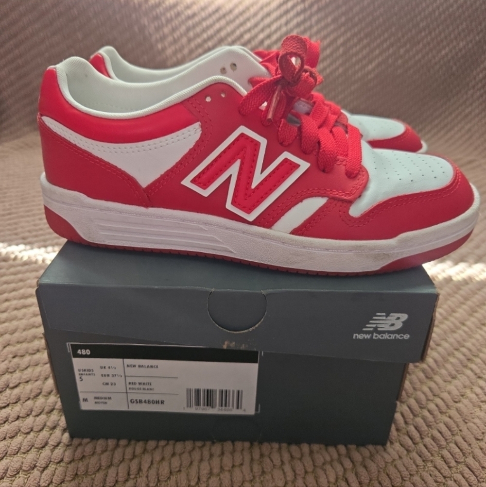 New Balance Kids' Red and White Sneakers
